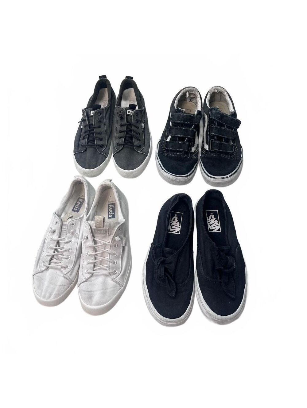Vans Keds Sneaker Lot 4 Pairs Size 7.5 Women Black White Casual Skate Shoes
